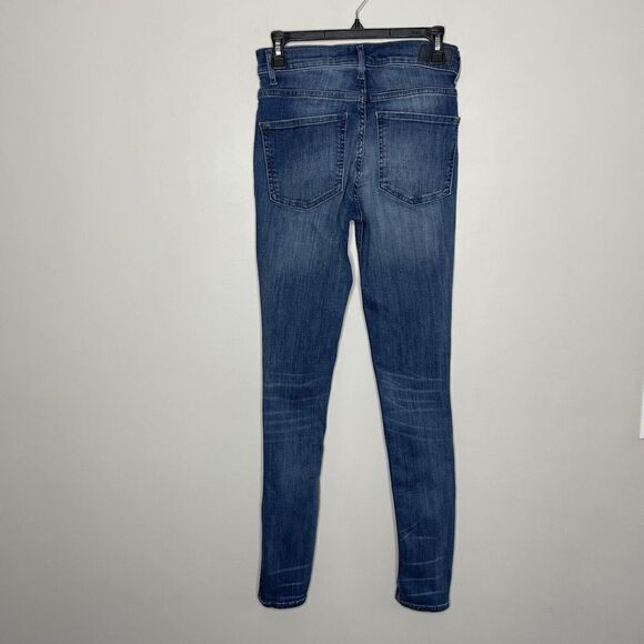 EXPRESS Jeans Womens 4 Long Blue Distressed Legging High Rise - Picture 4 of 7